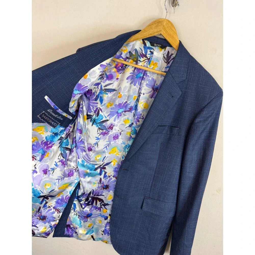 Sartorialto Loro Piana Wool Cashmere Bespoke Blazer Blue Check Oilers Nurse 42